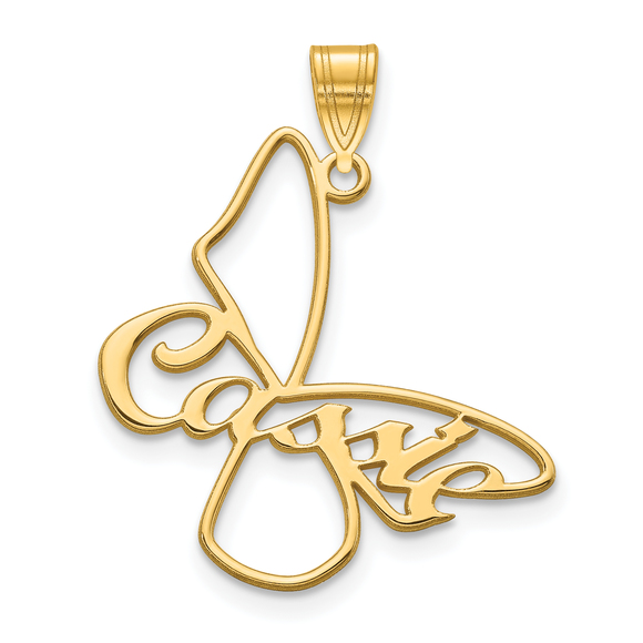 Sterling Silver/Gold-plated Small Butterfly with Name on Wings Pendant - Picture 1 of 2